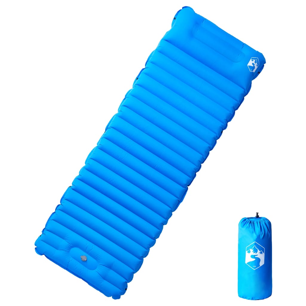 Vidaxl Camping Matelas avec oreiller auto-bloquant un seul bleu