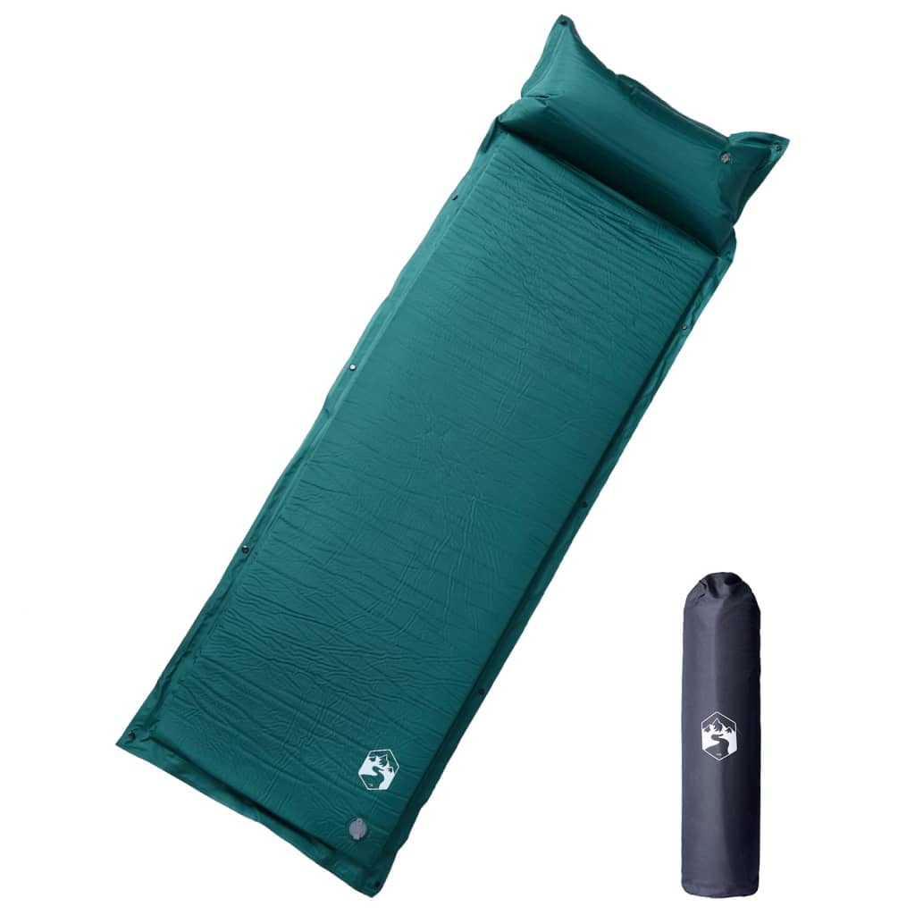 Vidaxl Camping Mattress avec oreiller à venir à 1 Person Greenery