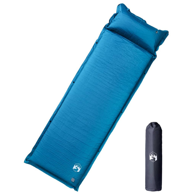 Vidaxl Camping Matelas avec oreiller qui bloque une turquoise à 1 personne