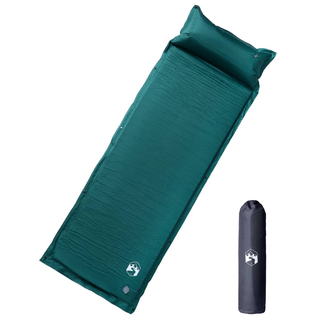 Vidaxl Camping Mattress avec oreiller à venir à 1 Person Greenery