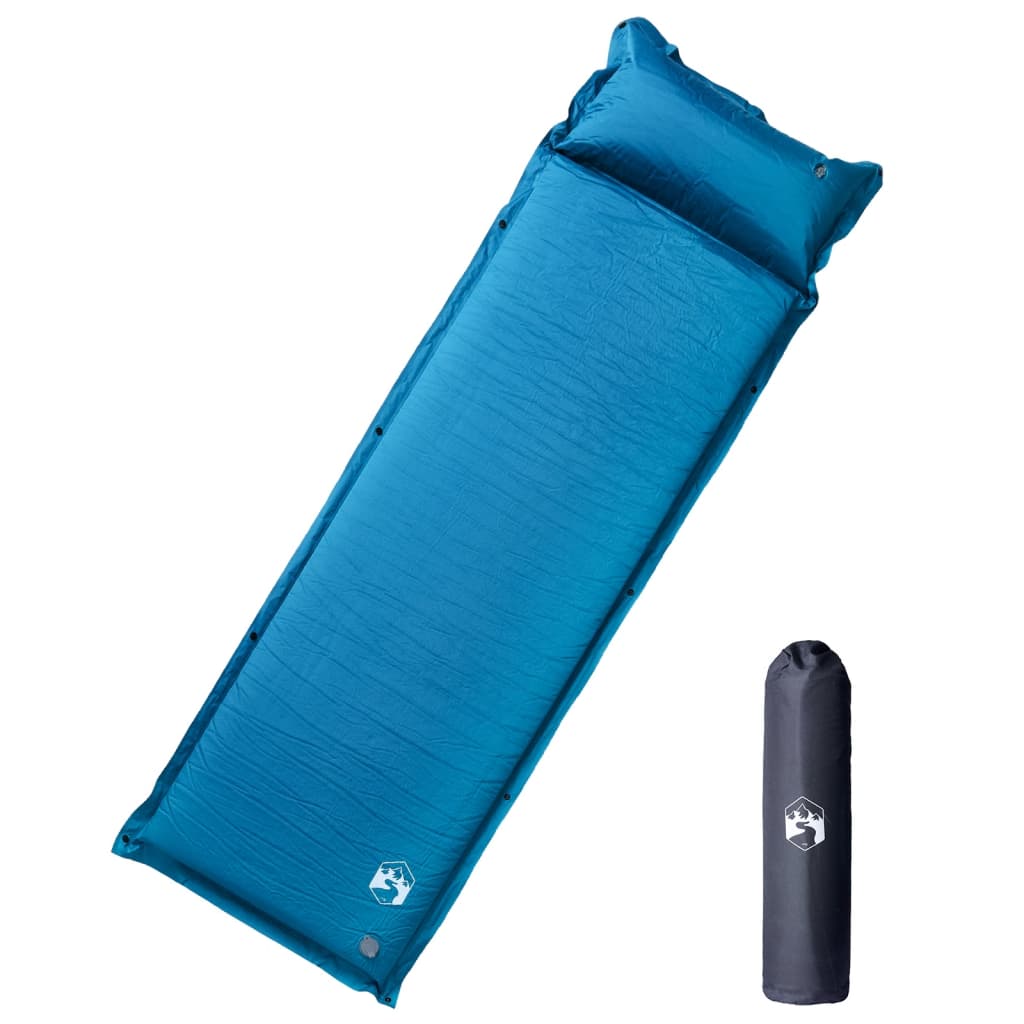Vidaxl Camping Matelas avec oreiller qui bloque une turquoise à 1 personne