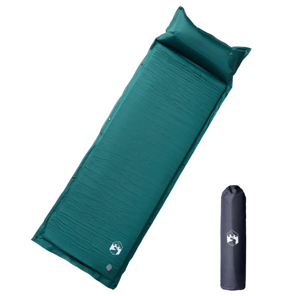 Vidaxl Camping Mattress avec oreiller à venir à 1 Person Greenery
