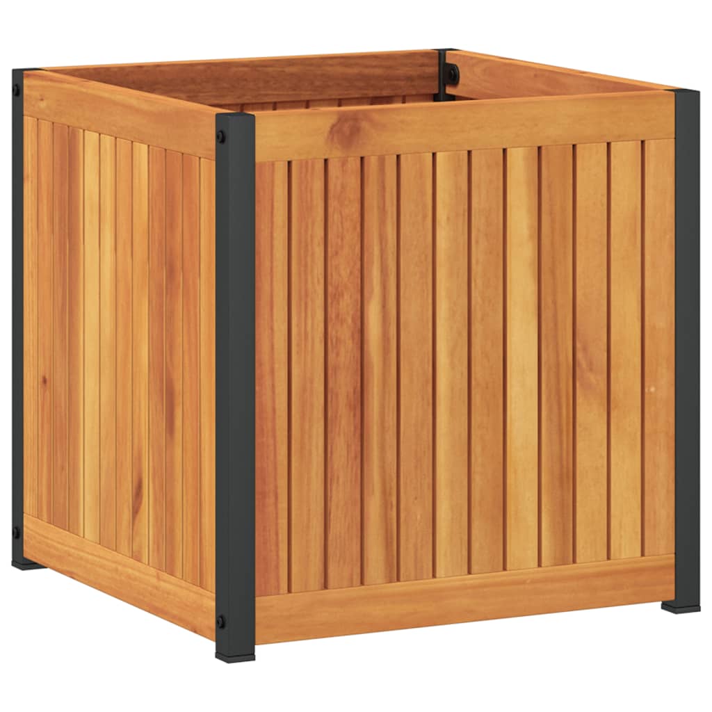Boîte de planification Vidaxl 45x45x44 cm en bois et acier d'acacia solide
