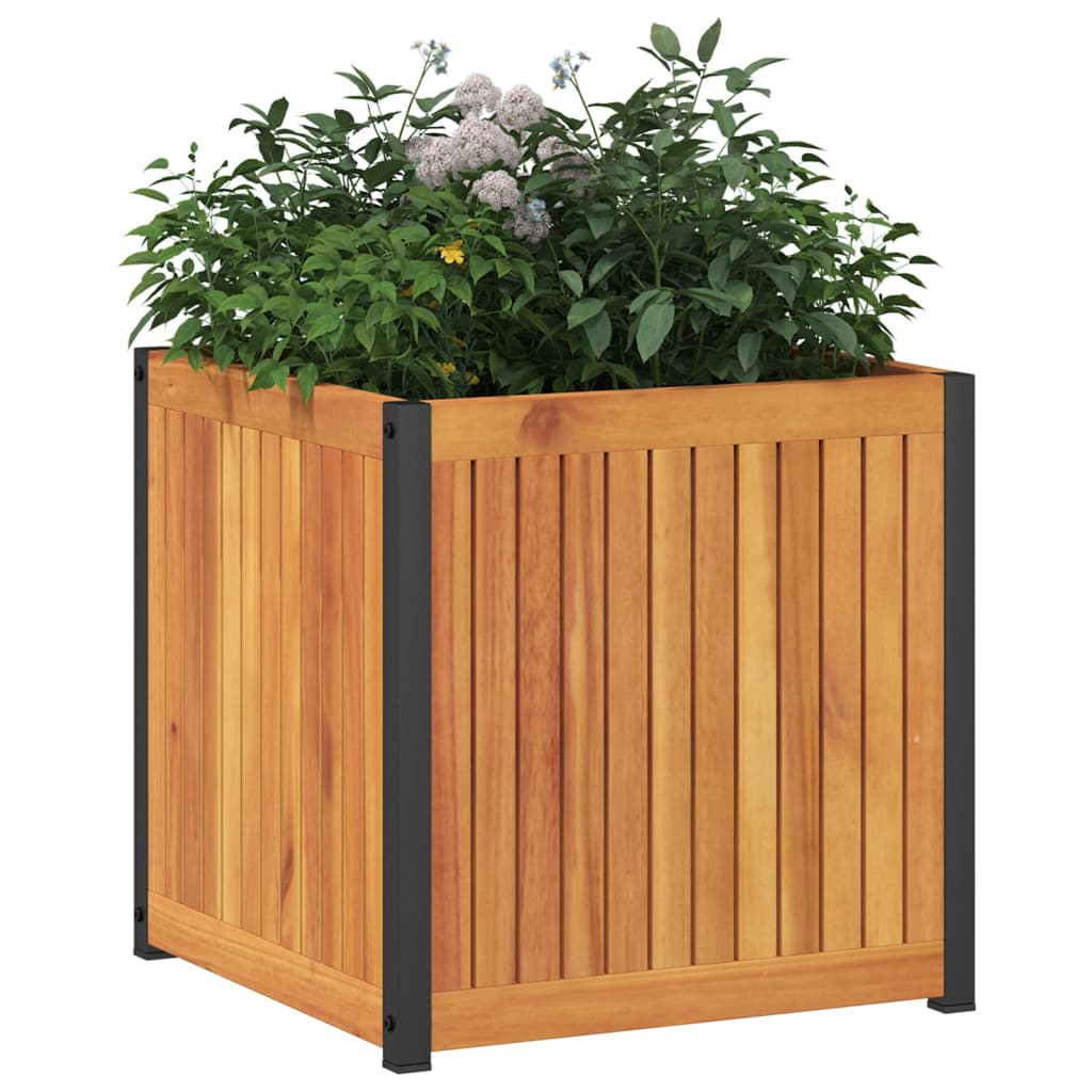 Boîte de planification Vidaxl 45x45x44 cm en bois et acier d'acacia solide