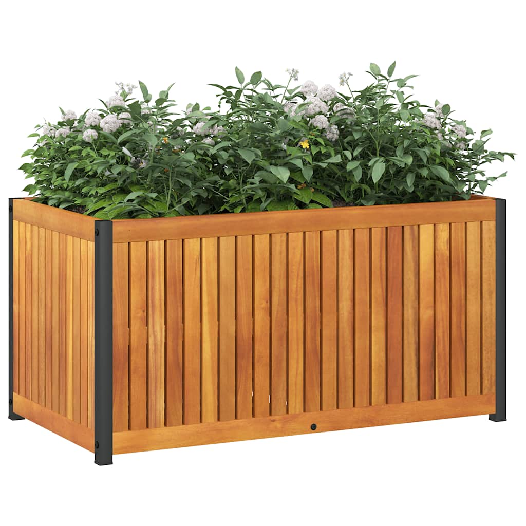 Boîte de planification Vidaxl 85x45x44 cm en bois et acier d'acacia solide