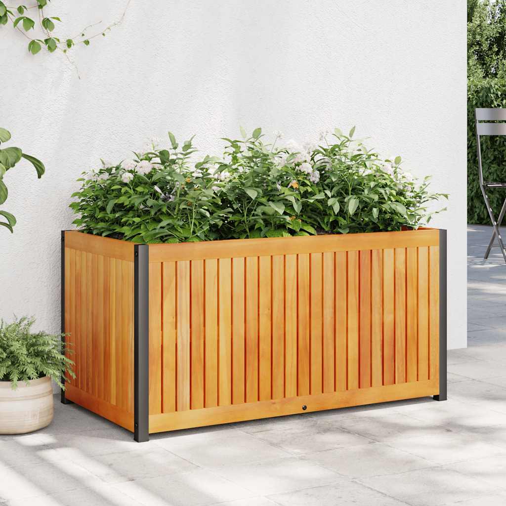 Boîte de planification Vidaxl 85x45x44 cm en bois et acier d'acacia solide