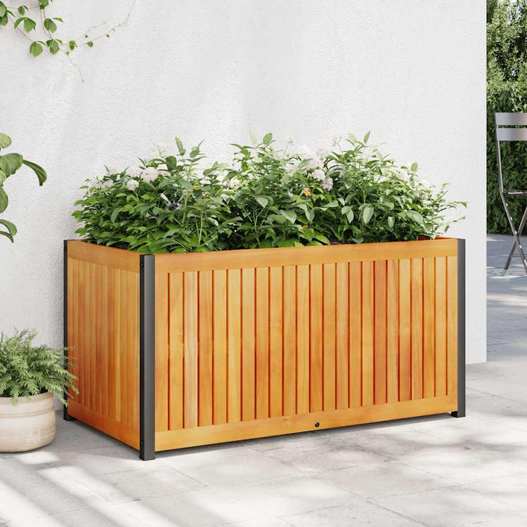 Boîte de planification Vidaxl 85x45x44 cm en bois et acier d'acacia solide
