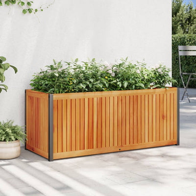 Boîte de planification Vidaxl 110x45x44 cm en bois et acier d'acacia solide