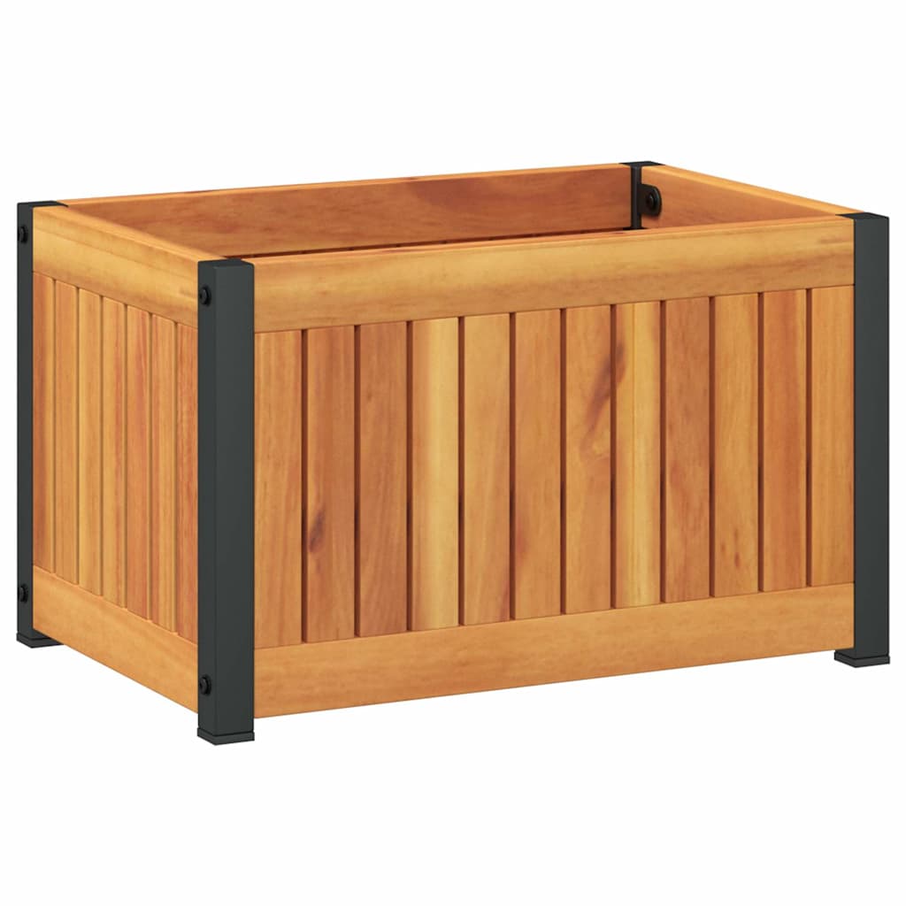 Boîte de planification Vidaxl 45x30x27,5 cm en bois et acier d'acacia solide