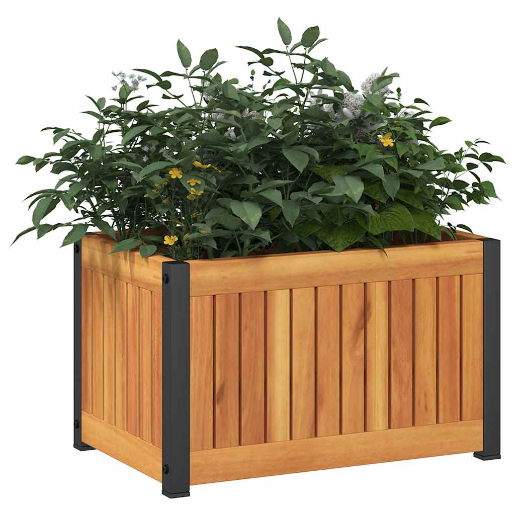 Boîte de planification Vidaxl 45x30x27,5 cm en bois et acier d'acacia solide
