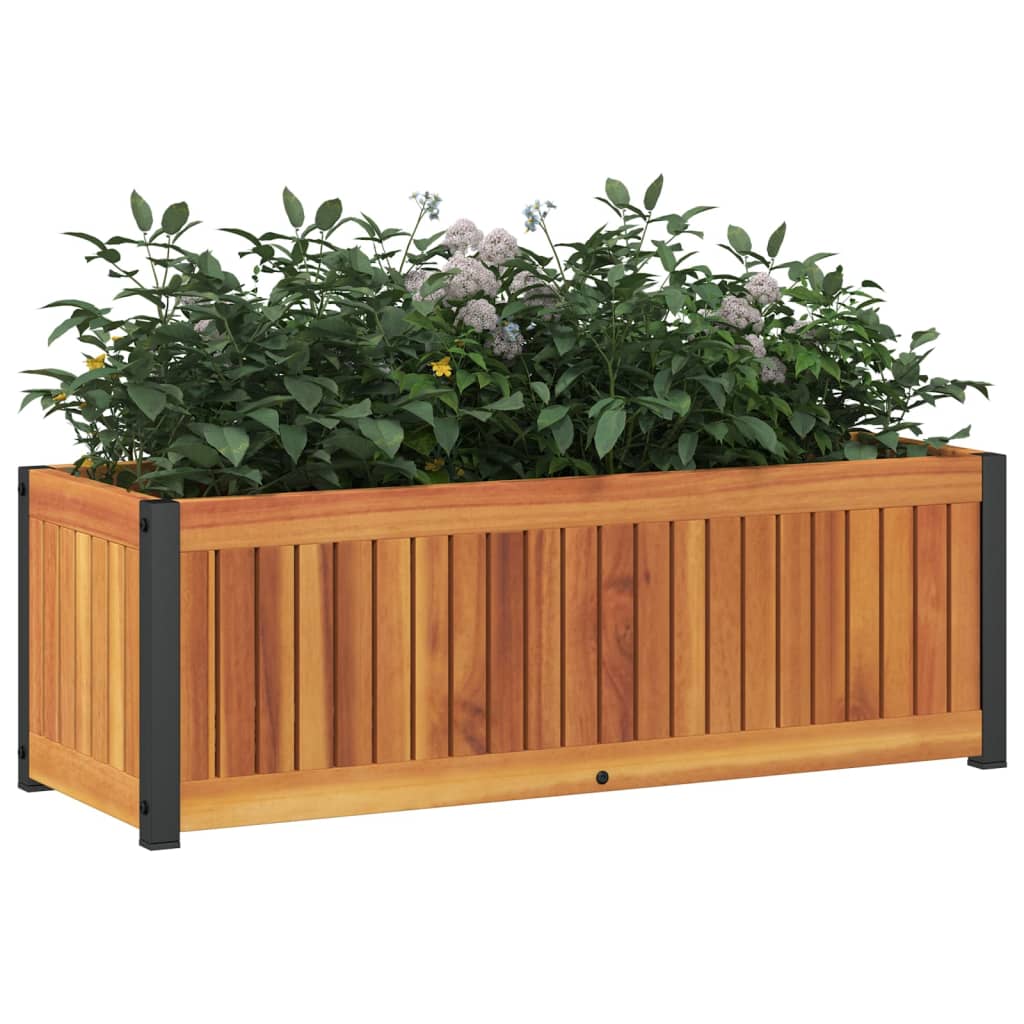 Jardinière Vidaxx 80x30x27,5 cm bois d'acacia massif et acier