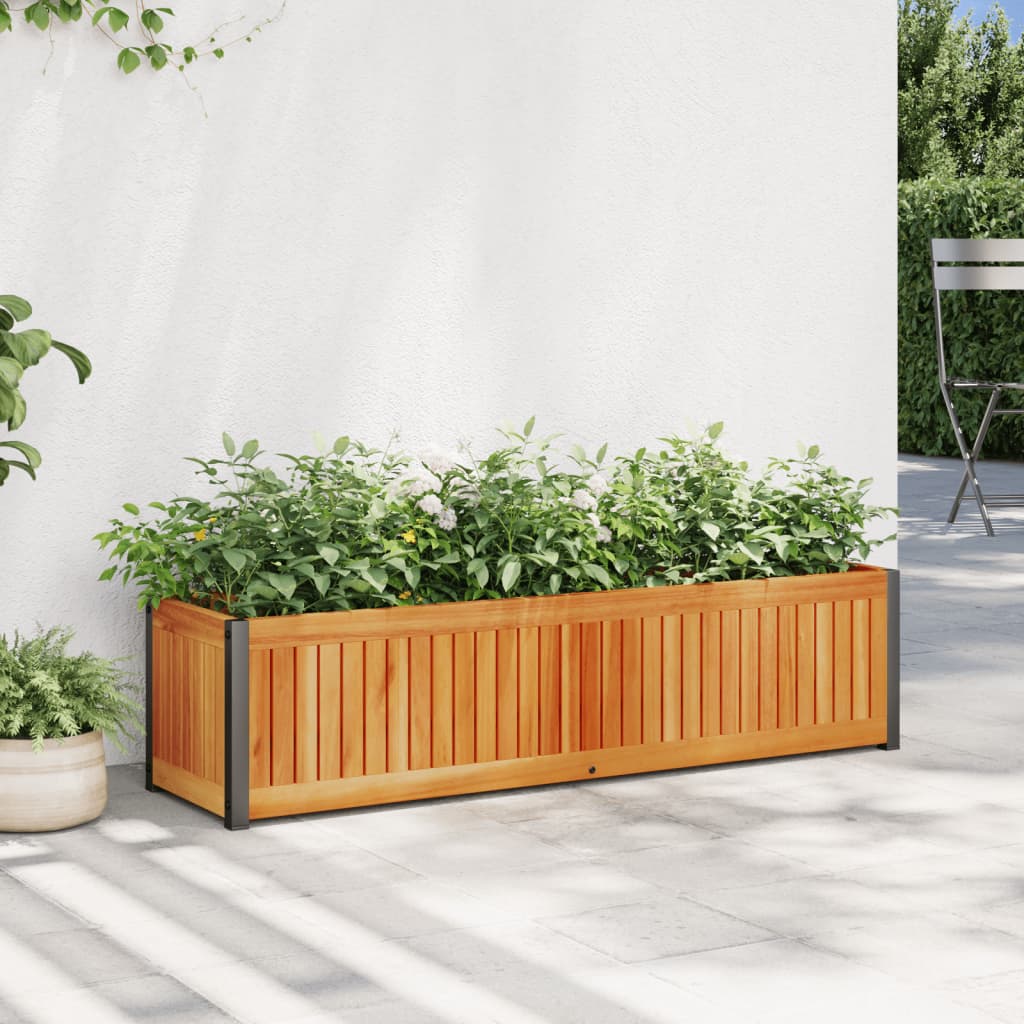 Jardinière Vidaxx 110x30x27,5 cm bois d'acacia massif et acier