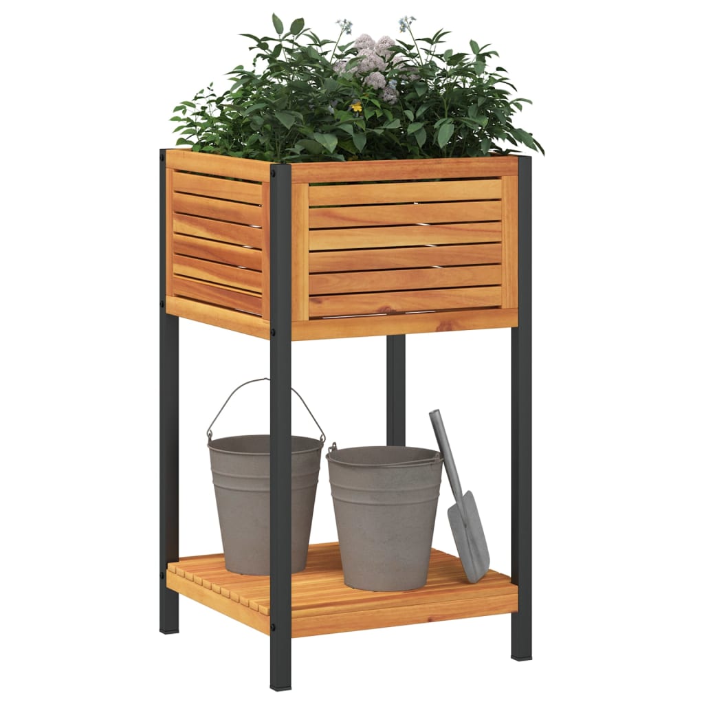 Boîte de planification Vidaxl avec étagère 45x45x80 cm en bois et acier acacia solides