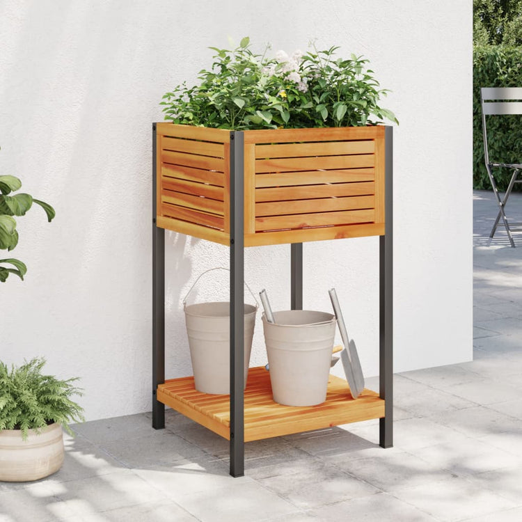 Boîte de planification Vidaxl avec étagère 45x45x80 cm en bois et acier acacia solides