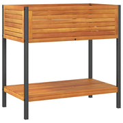 Planteur Vidaxl avec étagère 80x45x80 cm en bois et acier d'acacia solide - afbeelding 2