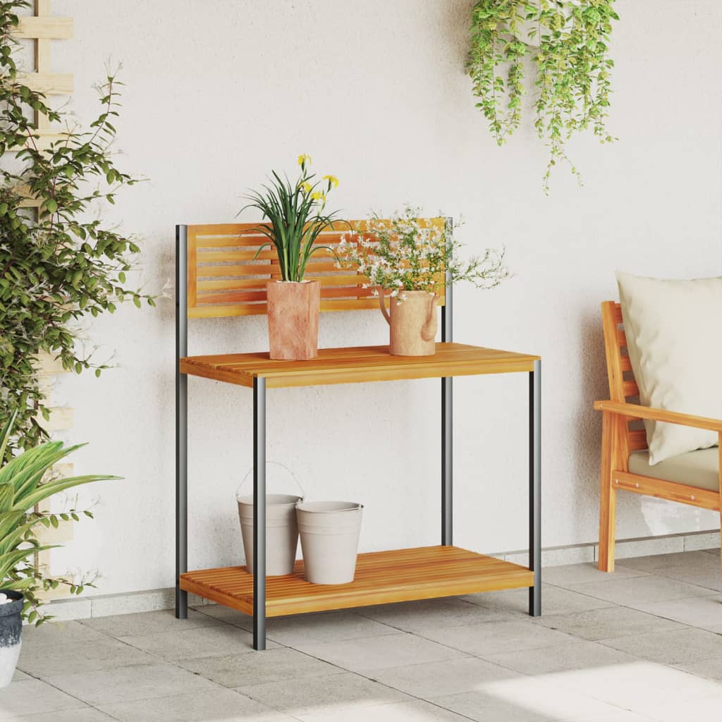 Tableau de jardinage Vidaxl 90x50x110 cm en bois et en acier solides