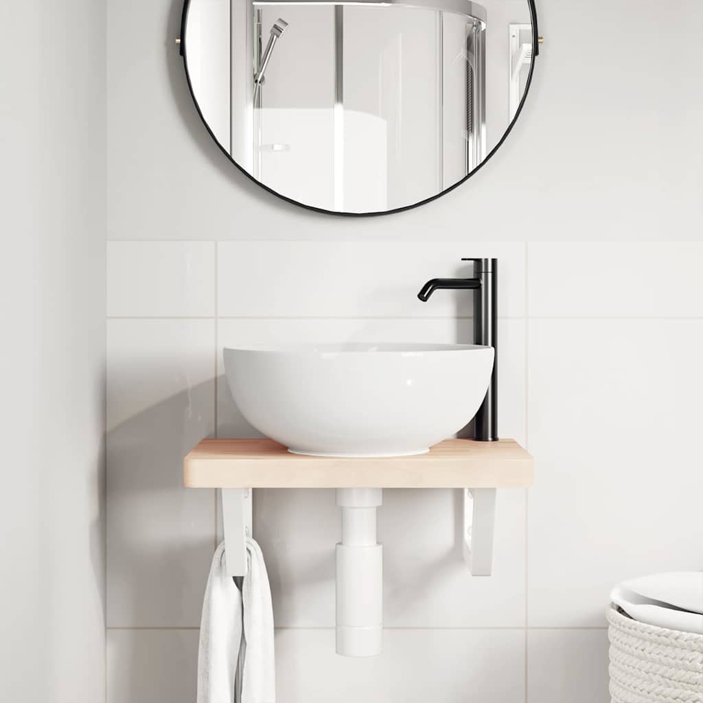 Supports muraux vidaxl pour lavabo 2 St trapèze en acier blanc