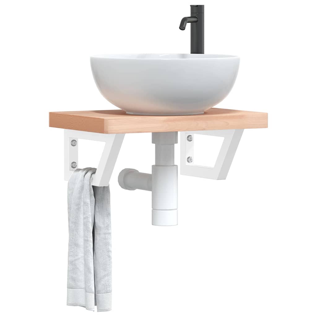 Supports muraux vidaxl pour lavabo 2 St trapèze en acier blanc