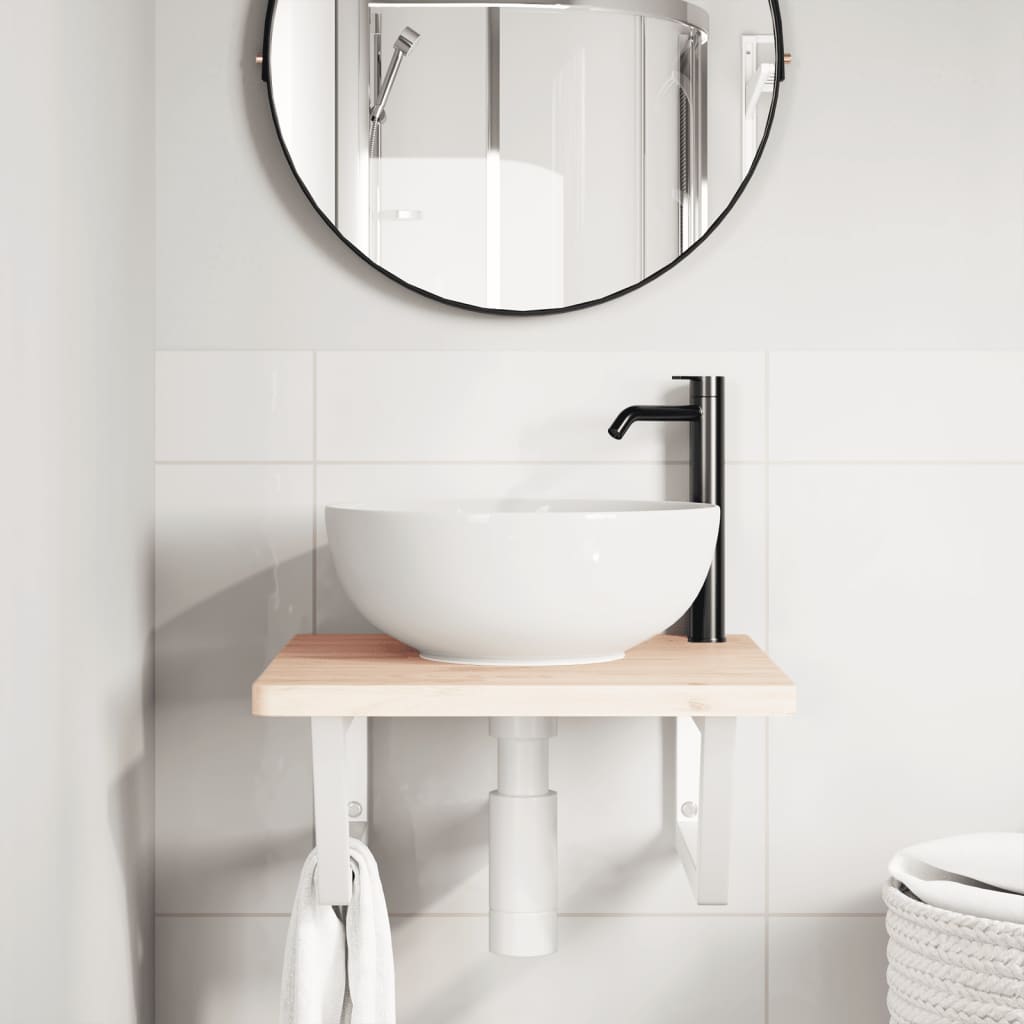 Supports muraux vidaxl pour lavabo 2 St trapèze en acier blanc