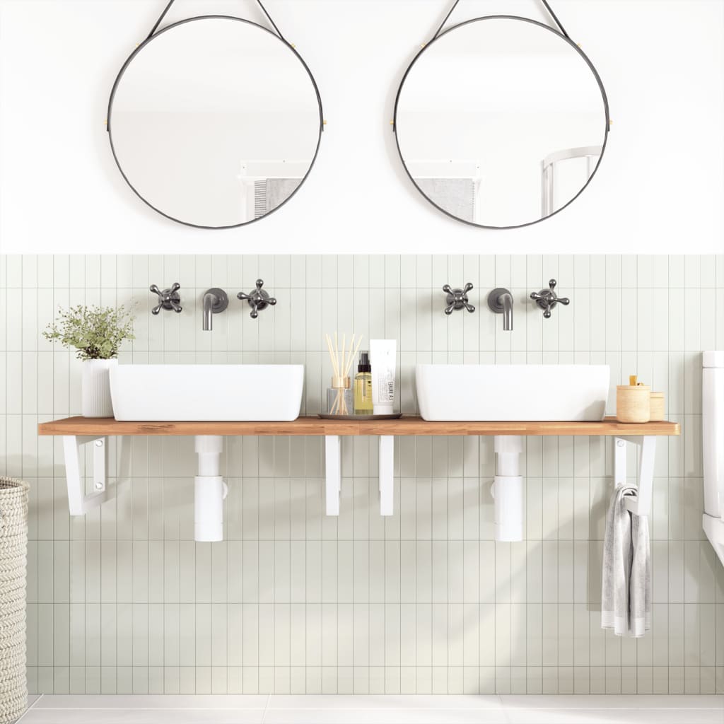 Supports muraux vidaxl pour lavabo 2 St trapèze en acier blanc
