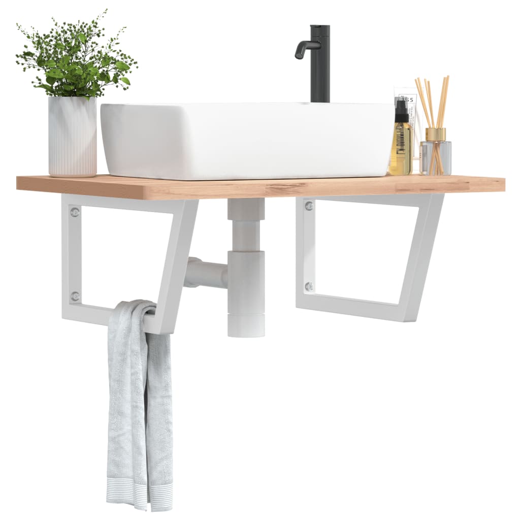 Supports muraux vidaxl pour lavabo 2 St trapèze en acier blanc