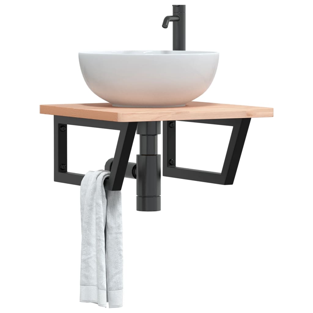 Supports muraux vidaxl pour évier 2 en acier trapézoïdal noir
