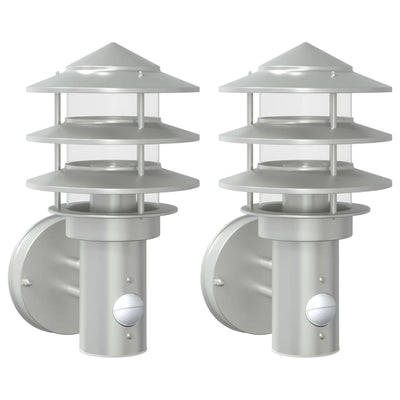 Vidaxl Lampes murales extérieures 2 ST avec capteurs en acier inoxydable couleur
