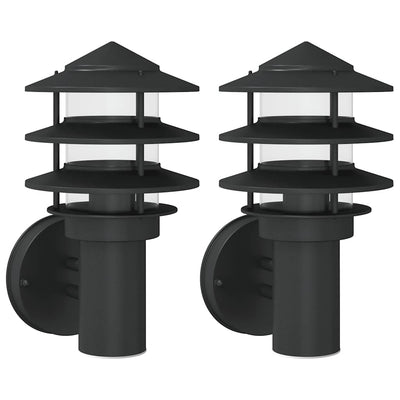 Vidaxl Lampes murales extérieures 2 st en acier inoxydable noir
