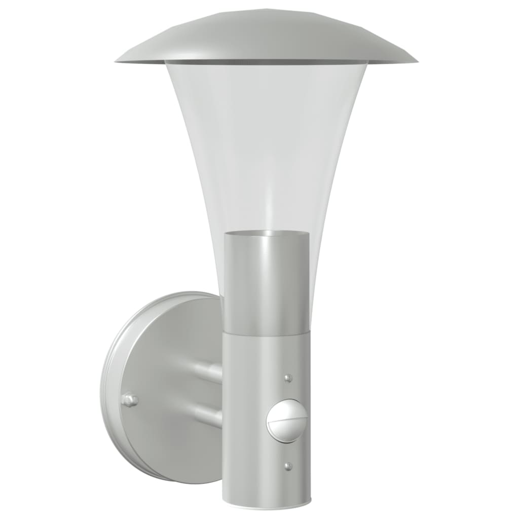 Vidaxl Lampe murale extérieure avec capteur en acier inoxydable en argent coloré