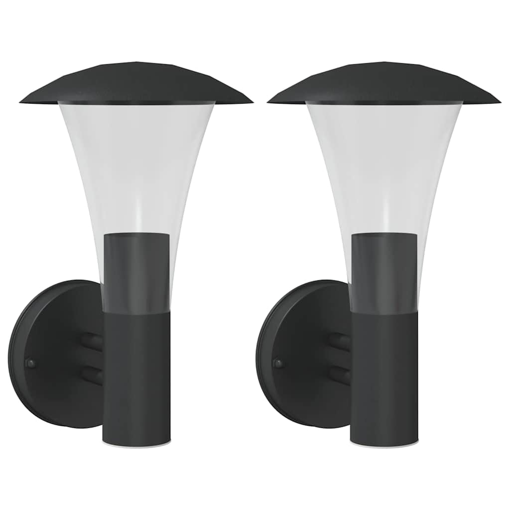 Vidaxl Lampes murales extérieures 2 st en acier inoxydable noir