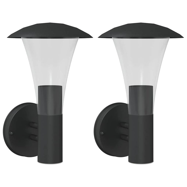 Vidaxl Lampes murales extérieures 2 st en acier inoxydable noir