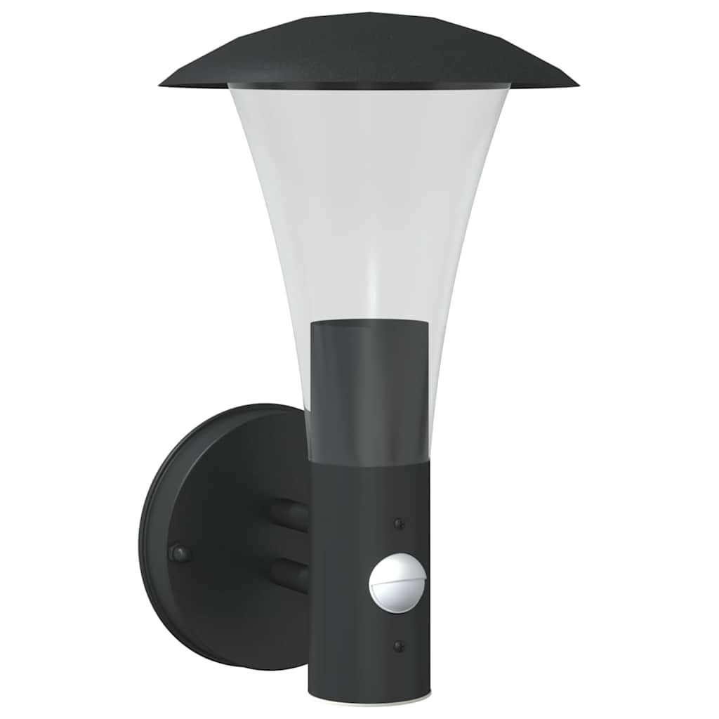 Vidaxl Lampe murale extérieure avec capteur en acier inoxydable noir
