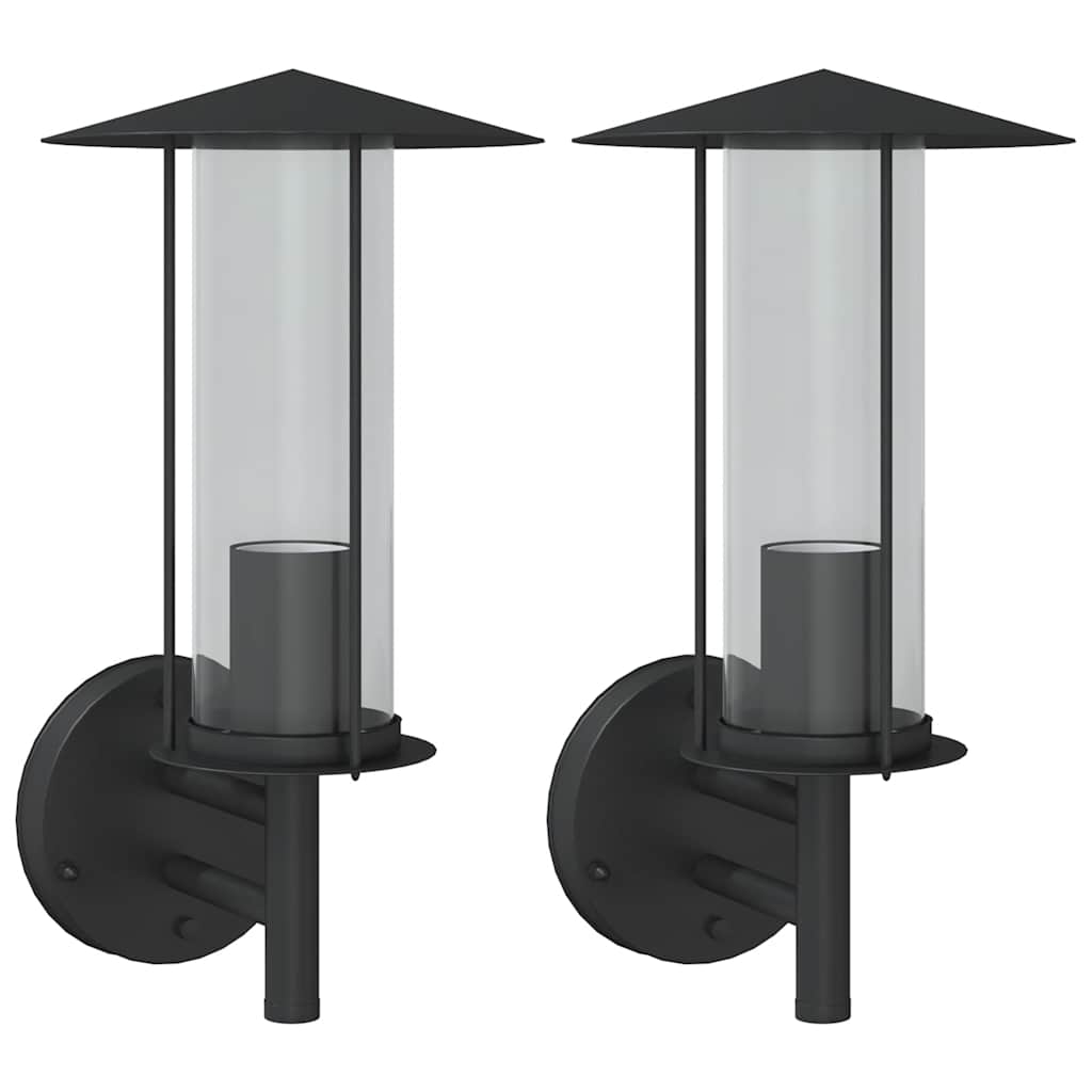 Vidaxl Lampes murales extérieures 2 st en acier inoxydable noir