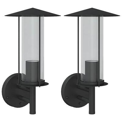 Vidaxl Lampes murales extérieures 2 st en acier inoxydable noir