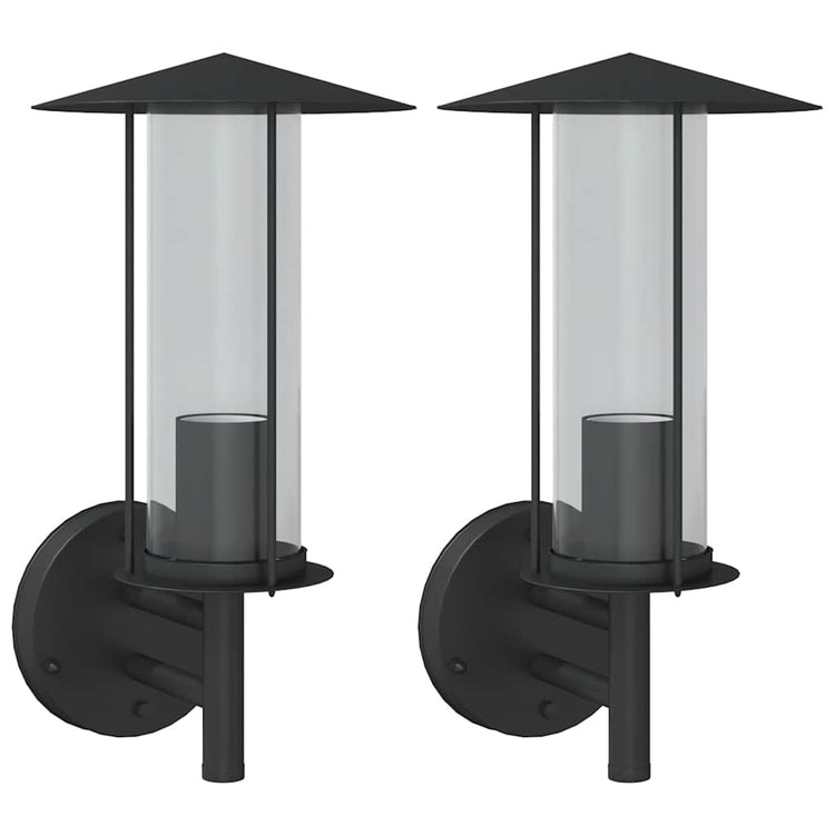 Vidaxl Lampes murales extérieures 2 st en acier inoxydable noir