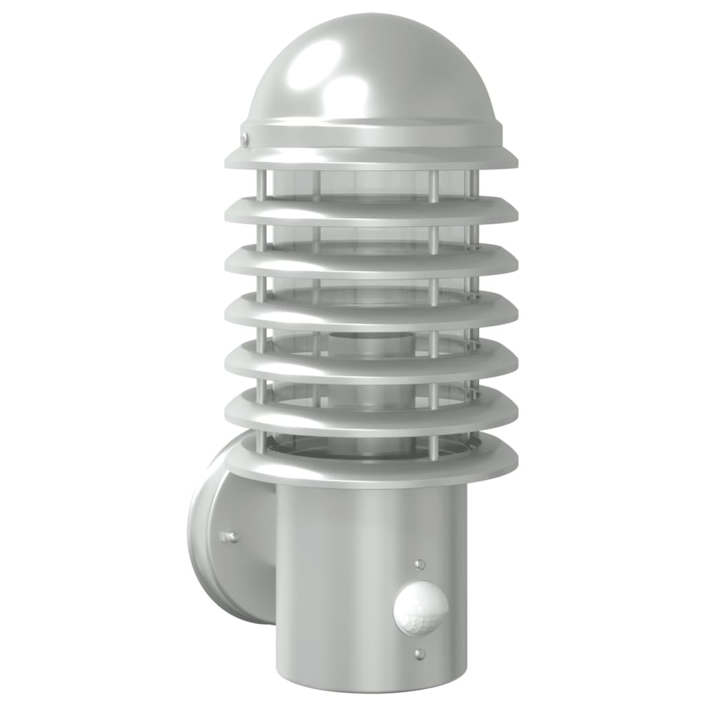 Vidaxl Lampe murale extérieure avec capteur en acier inoxydable en argent coloré