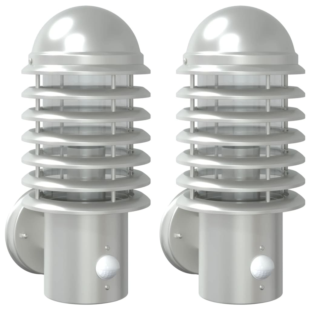 Vidaxl Lampes murales extérieures 2 ST avec capteurs en acier inoxydable couleur