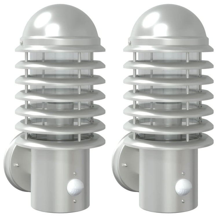 Vidaxl Lampes murales extérieures 2 ST avec capteurs en acier inoxydable couleur