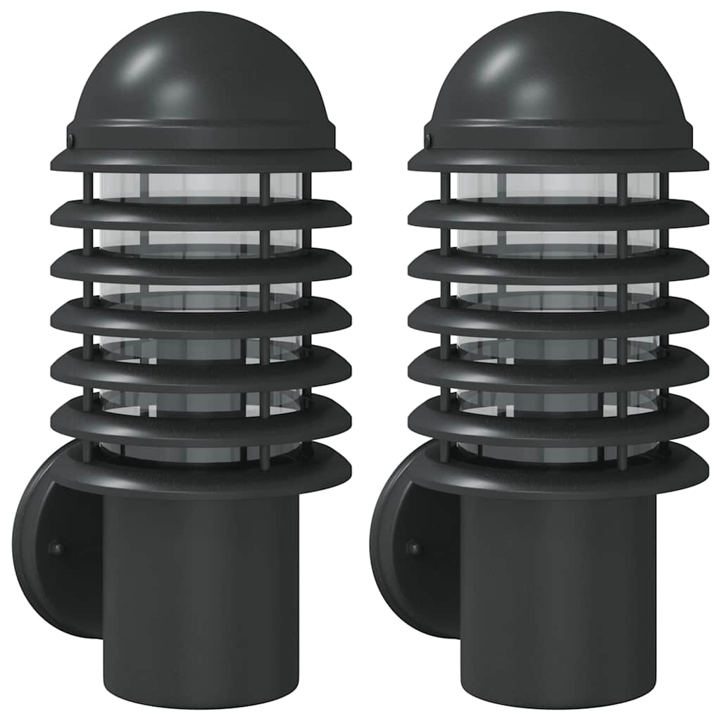 Vidaxl Lampes murales extérieures 2 st en acier inoxydable noir