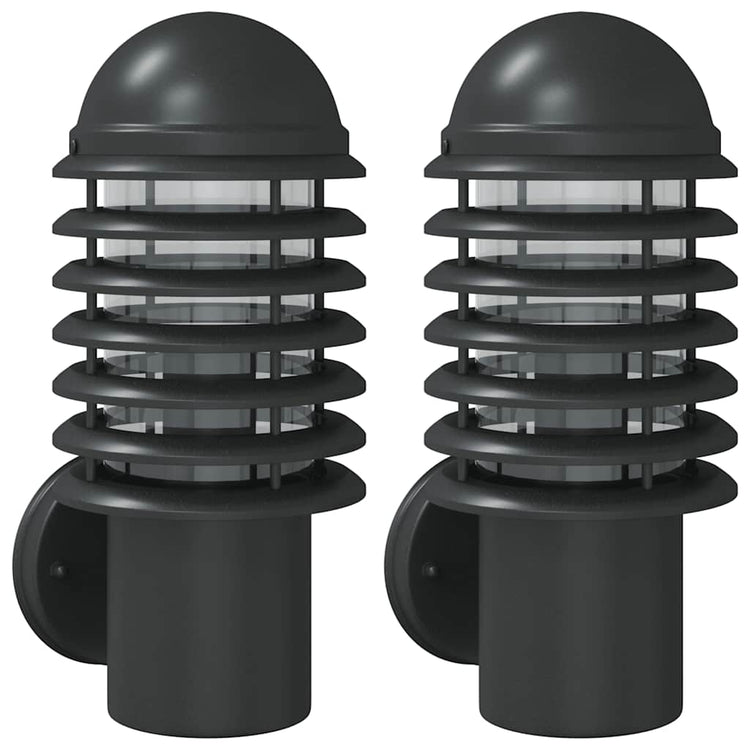 Vidaxl Lampes murales extérieures 2 st en acier inoxydable noir