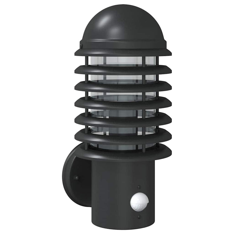 Vidaxl Lampe murale extérieure avec capteur en acier inoxydable noir