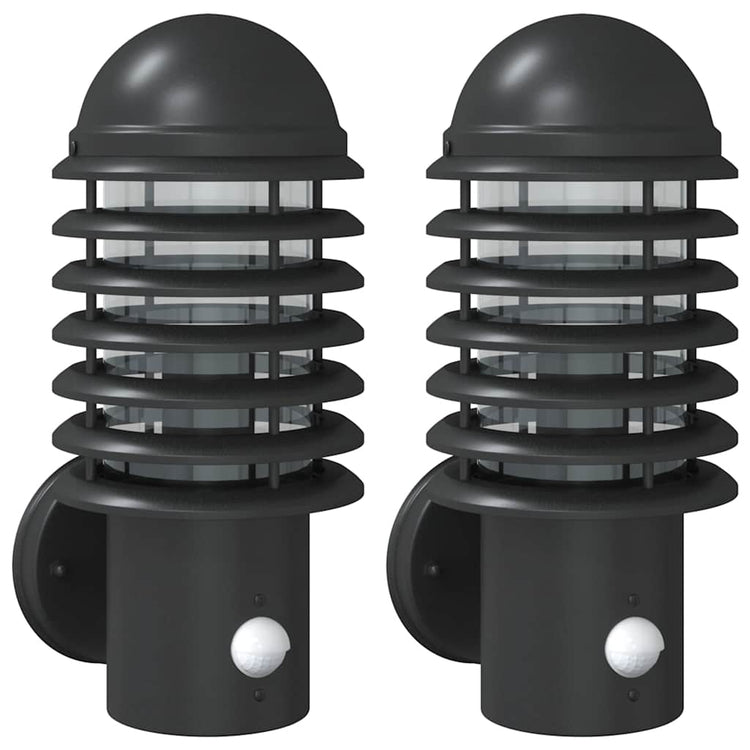 Vidaxl Lampes murales extérieures 2 ST avec capteurs en acier inoxydable noir