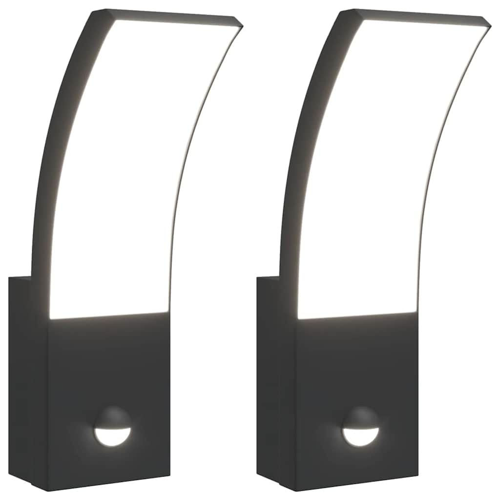 Vidaxl Lampes murales extérieures 2 ST LED avec des capteurs coulé en aluminium noir