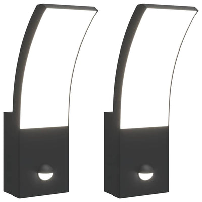 Vidaxl Lampes murales extérieures 2 ST LED avec des capteurs coulé en aluminium noir