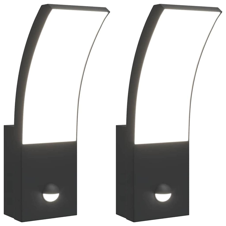 Vidaxl Lampes murales extérieures 2 ST LED avec des capteurs coulé en aluminium noir