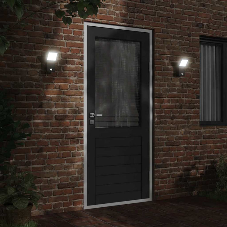 Lampe murale extérieure vidaxl LED avec des capteurs coulé en aluminium noir
