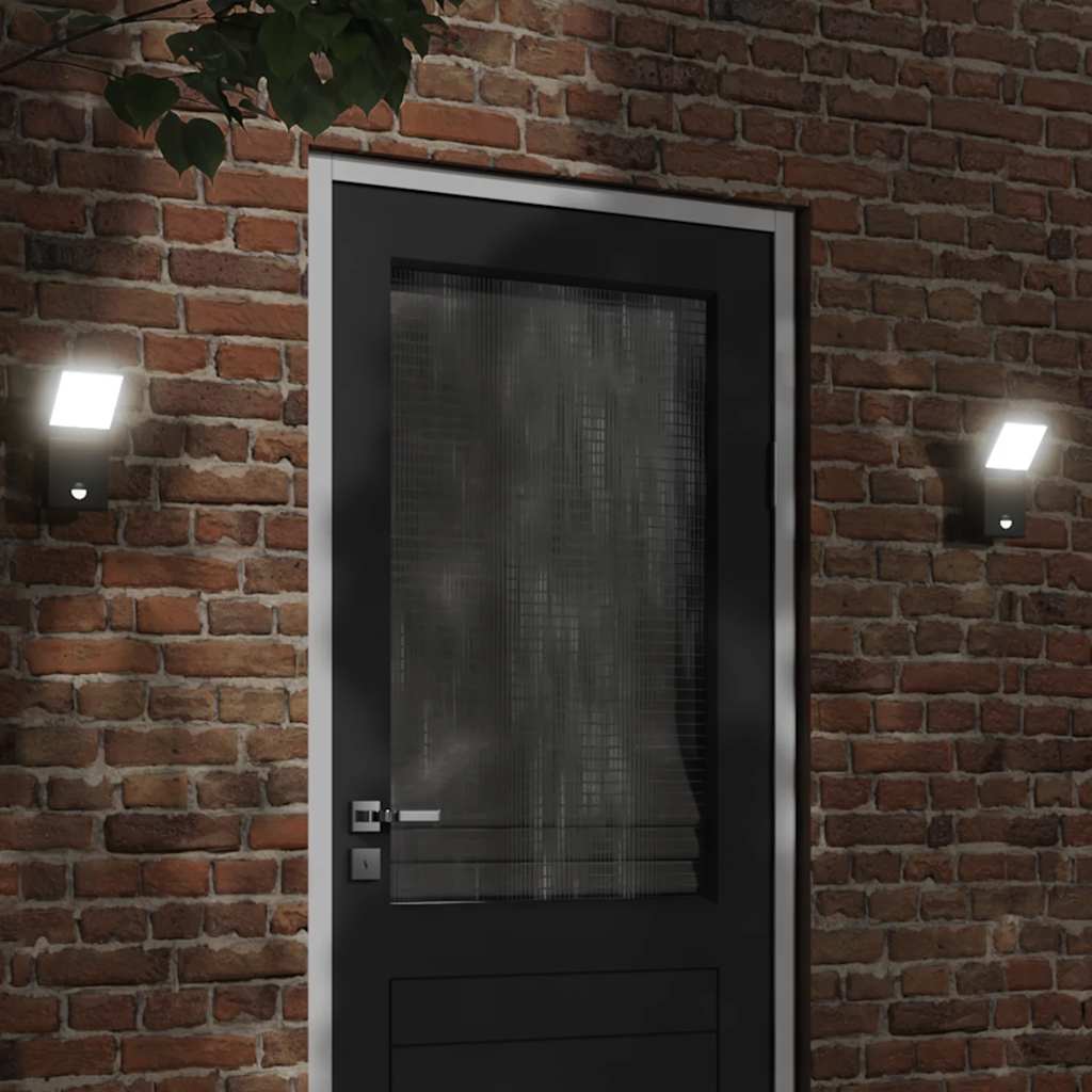 Lampe murale extérieure vidaxl LED avec des capteurs coulé en aluminium noir