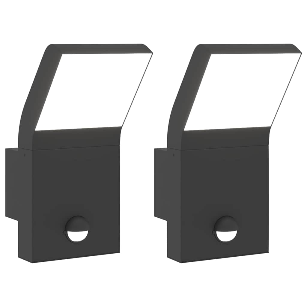 Vidaxl Lampes murales extérieures 2 ST LED avec des capteurs coulé en aluminium noir