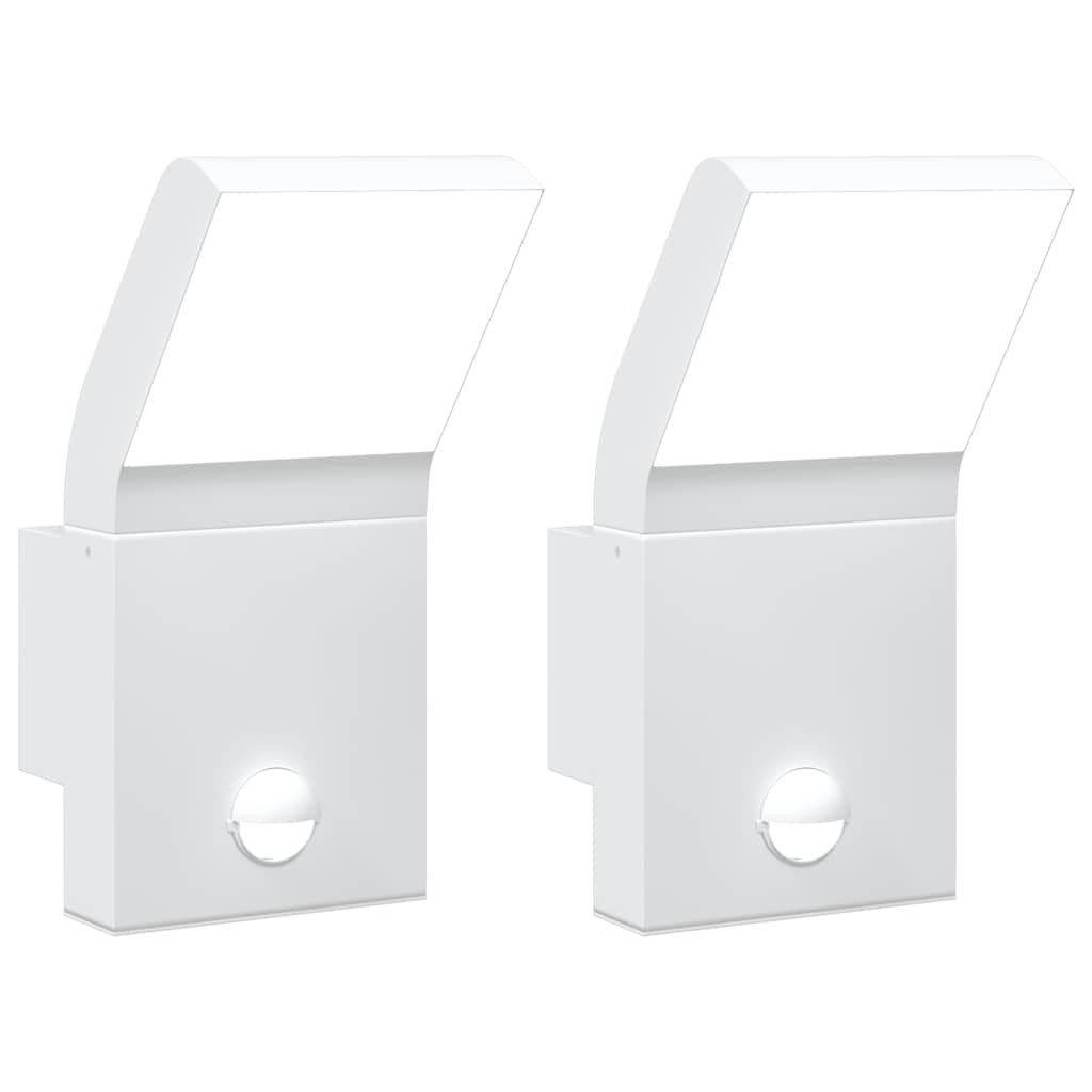 Vidaxl Lampes murales extérieures 2 ST LED avec des capteurs coulé en aluminium blanc