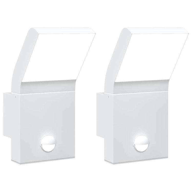 Vidaxl Lampes murales extérieures 2 ST LED avec des capteurs coulé en aluminium blanc